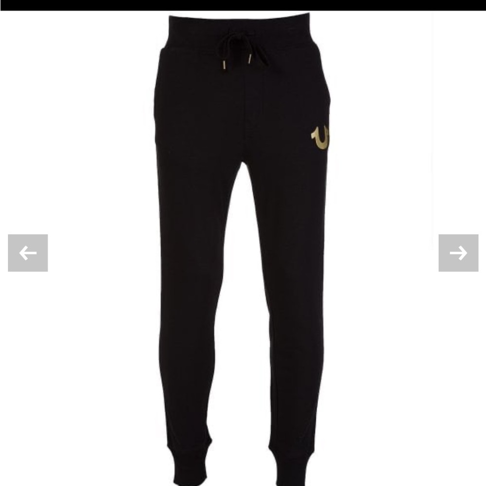 TRUE RELIGION
Gold Logo Jog Bottoms Black MSDBW6C067 - True Religion Joggers